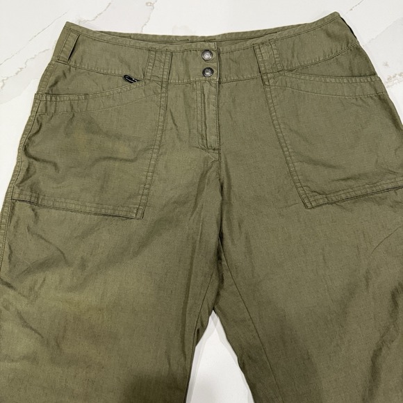 ExOfficio Lightweight Ankle Pants Womens 12 Green Pockets Hiking Utility Travel - Picture 2 of 14